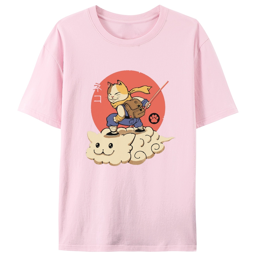 Neko Cloud Rider Retro Designed for Women - Slim Fit Cotton Tee
