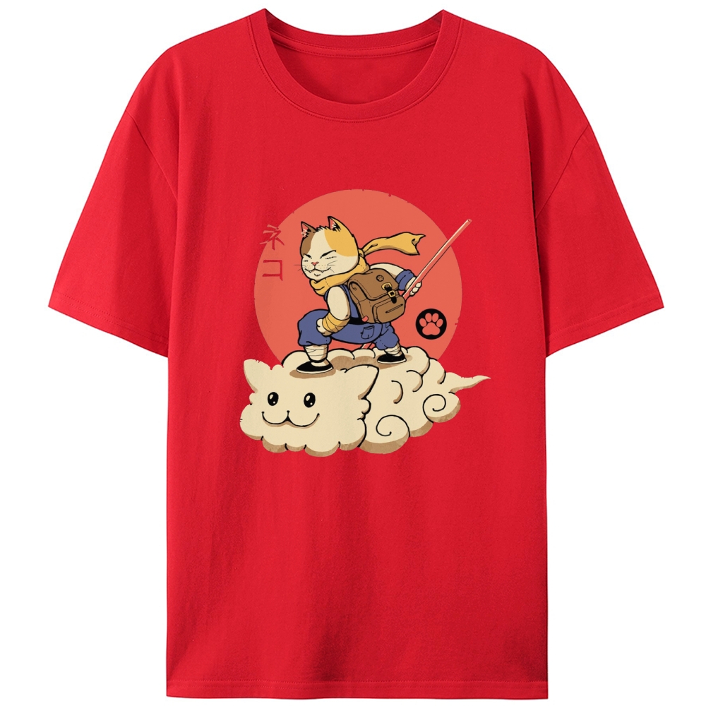 Neko Cloud Rider Retro Designed for Women - Slim Fit Cotton Tee