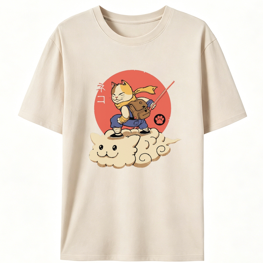 Neko Cloud Rider Retro Designed for Women - Slim Fit Cotton Tee