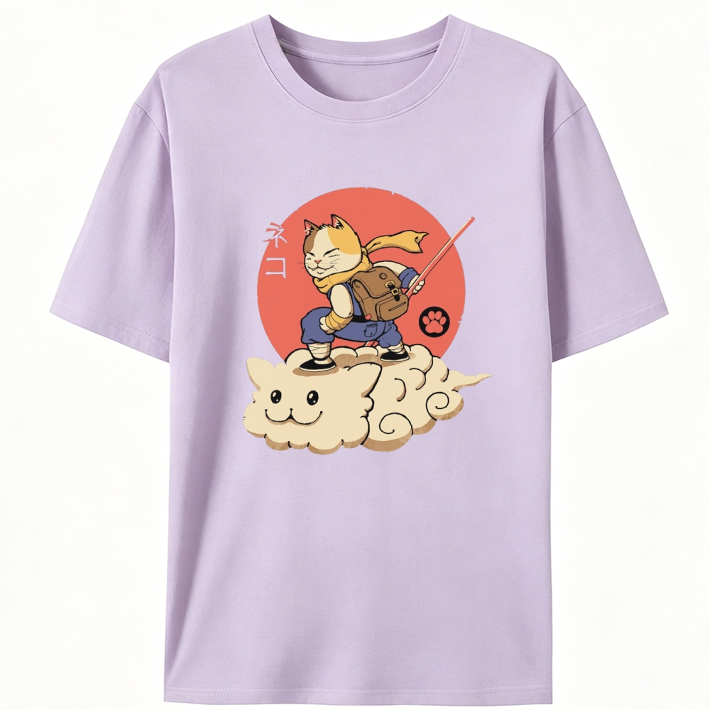 Neko Cloud Rider Retro Designed for Women - Slim Fit Cotton Tee