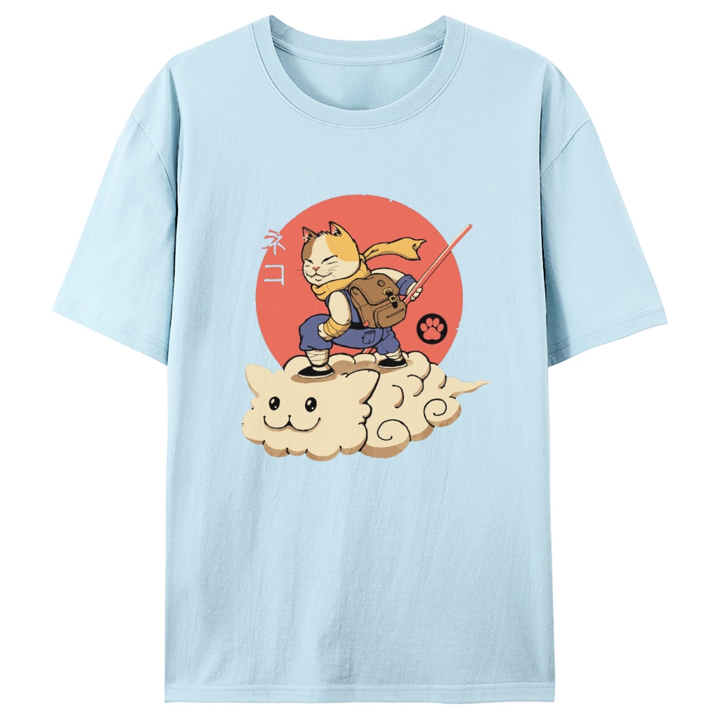 Neko Cloud Rider Retro Designed for Women - Slim Fit Cotton Tee