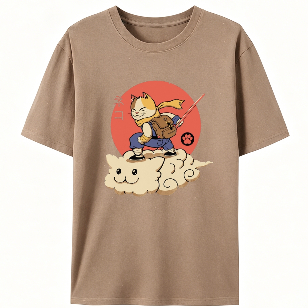 Neko Cloud Rider Retro Designed for Women - Slim Fit Cotton Tee