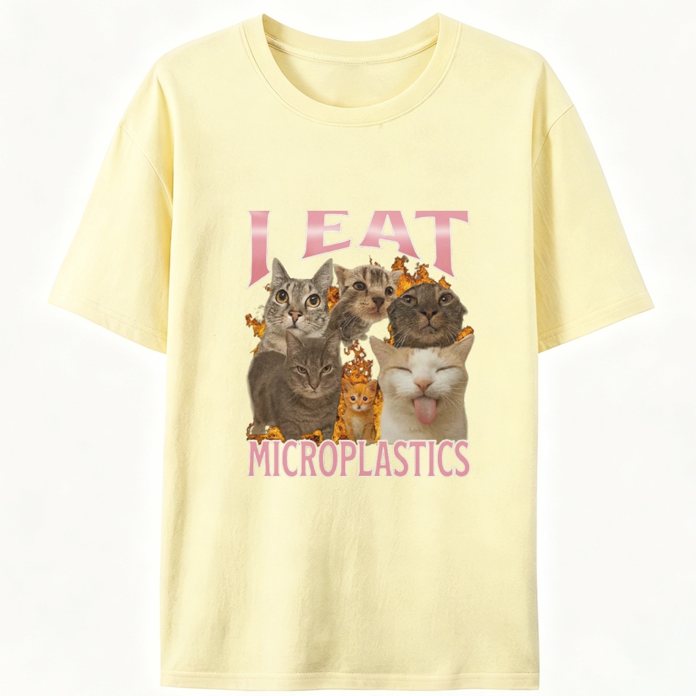 Microplastic Era · A Cat’s Silent Protest Retro Designed for Women - Slim Fit Cotton Tee