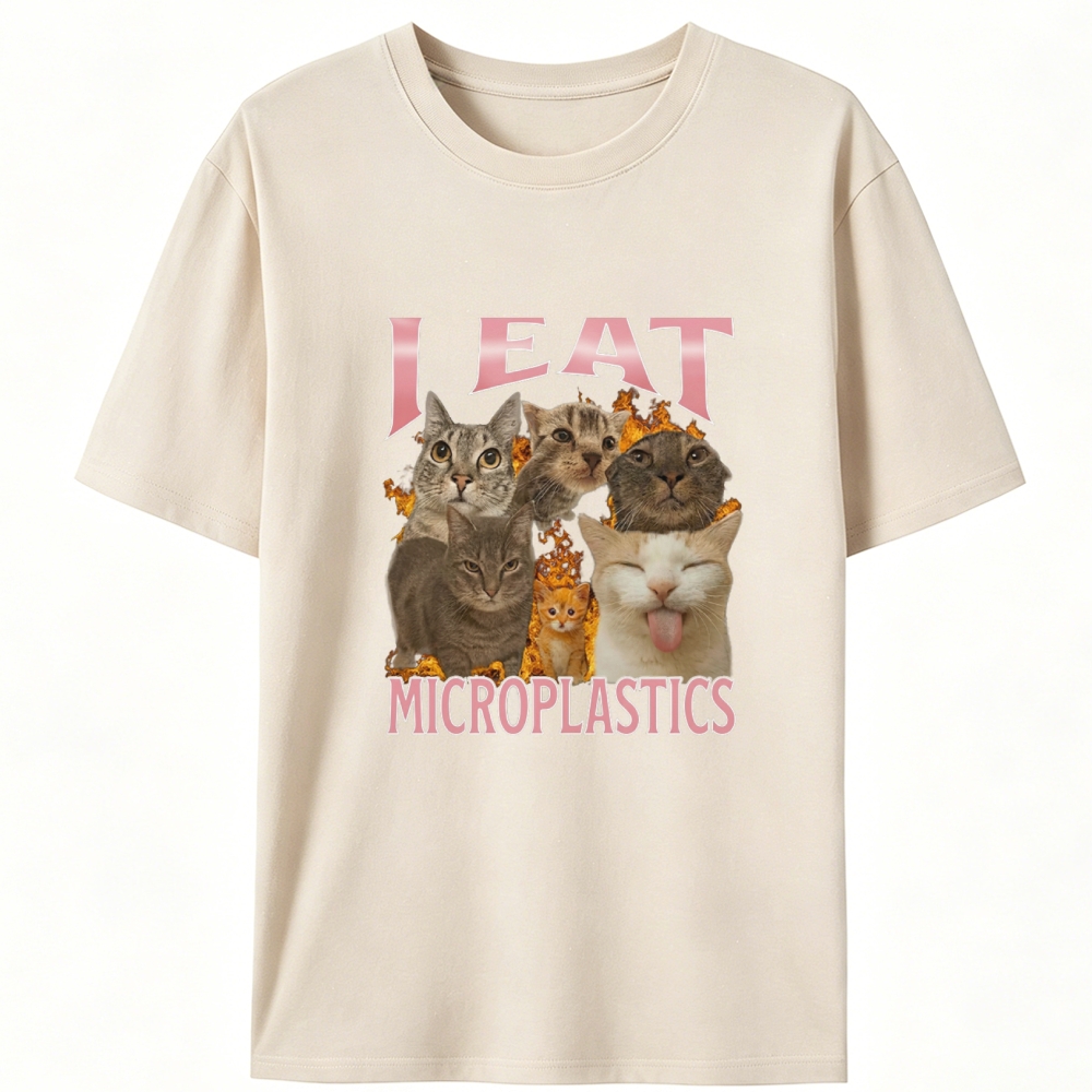 Microplastic Era · A Cat’s Silent Protest Retro Designed for Women - Slim Fit Cotton Tee