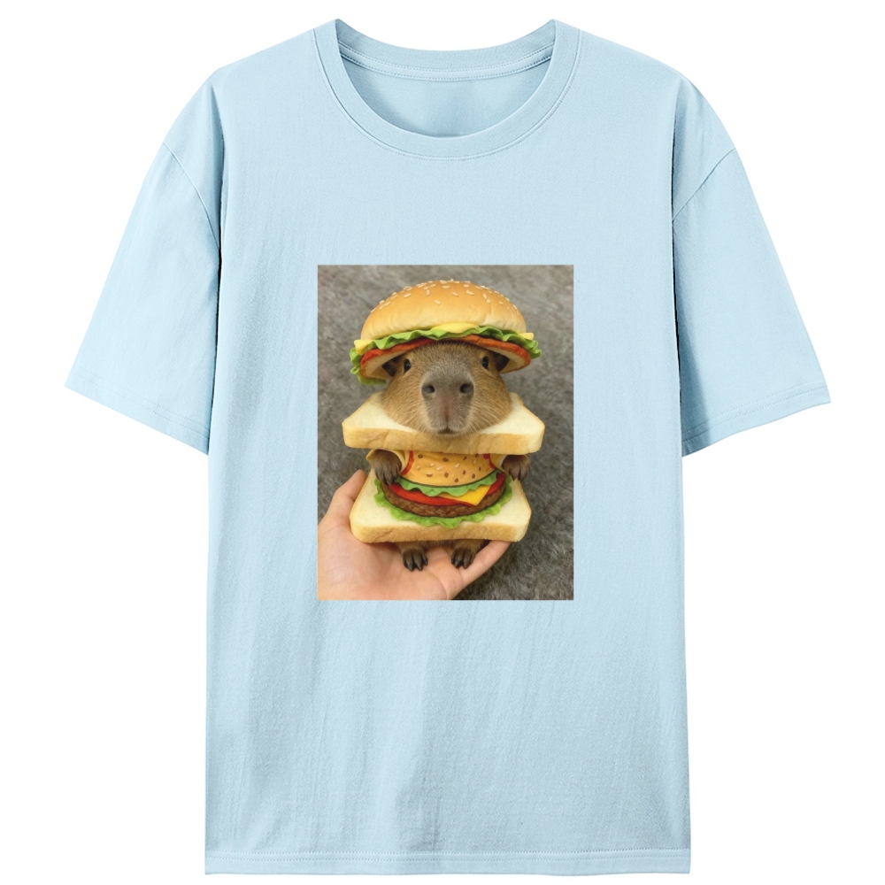 Burger Capybara Meme Retro Designed for Women - Slim Fit Cotton Tee