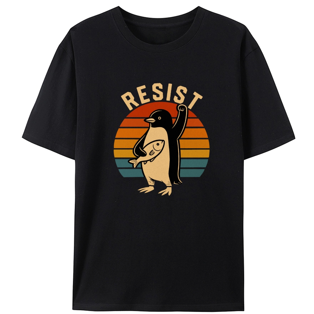 Resist Penguin Retro Designed for Women - Slim Fit Cotton Tee