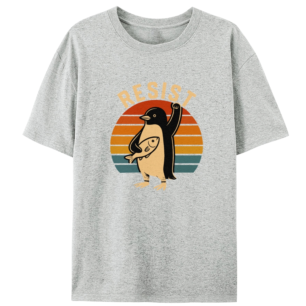 Resist Penguin Retro Designed for Women - Slim Fit Cotton Tee