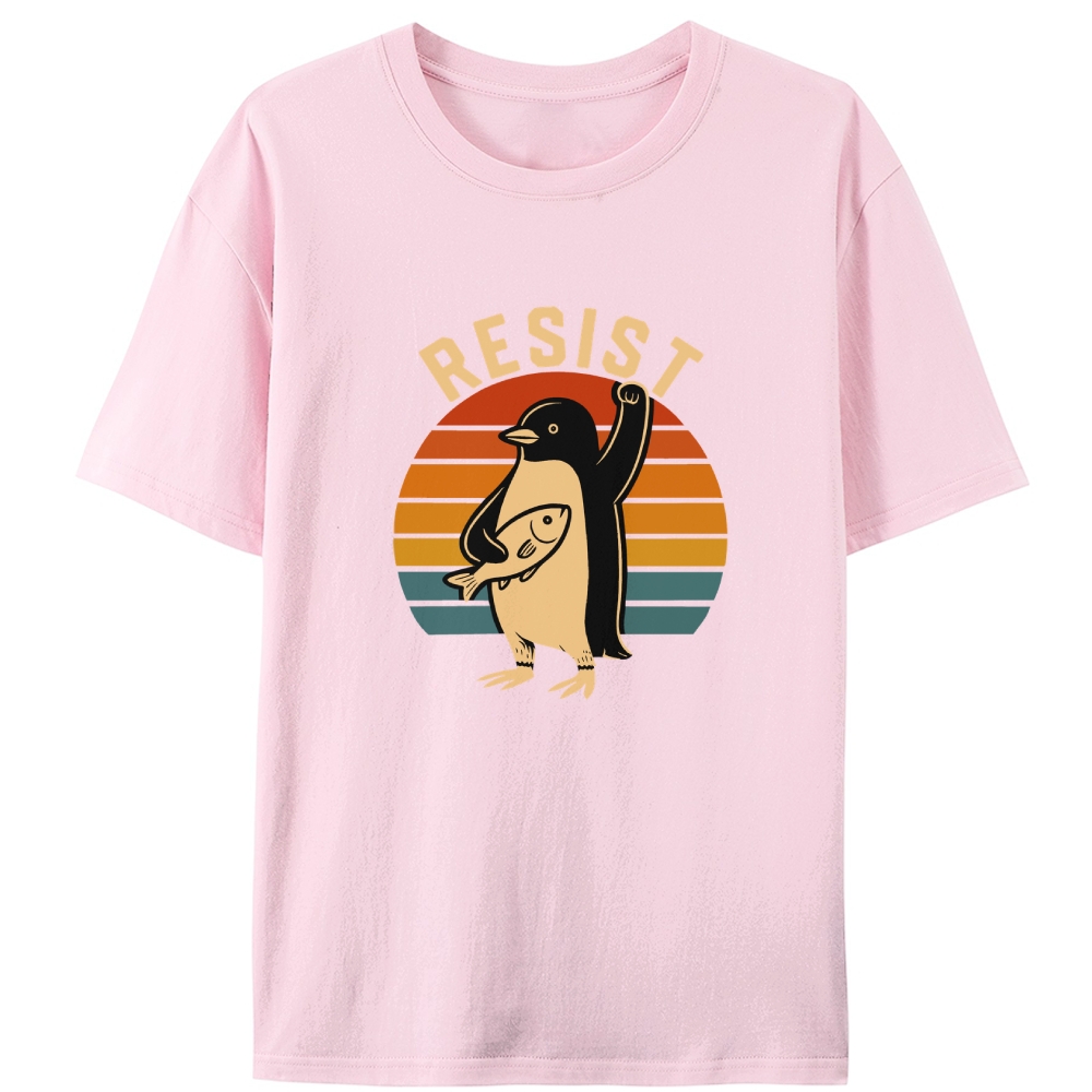 Resist Penguin Retro Designed for Women - Slim Fit Cotton Tee