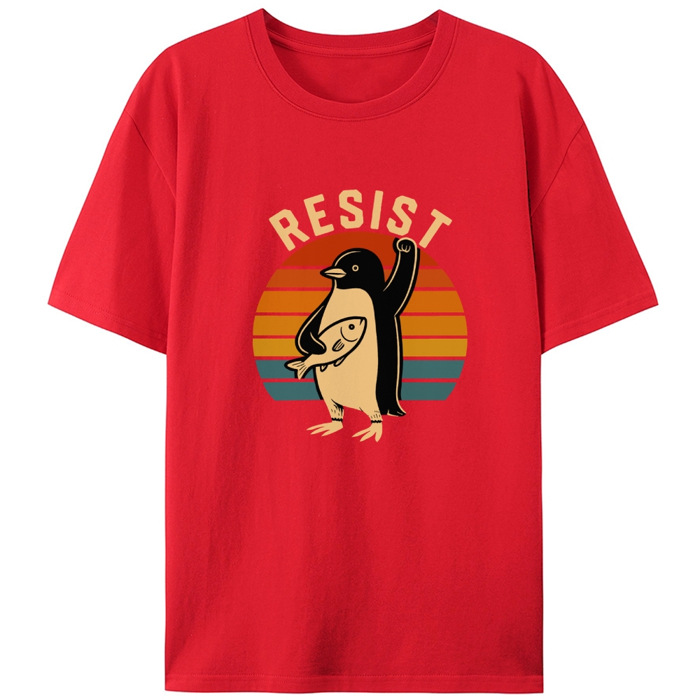 Resist Penguin Retro Designed for Women - Slim Fit Cotton Tee