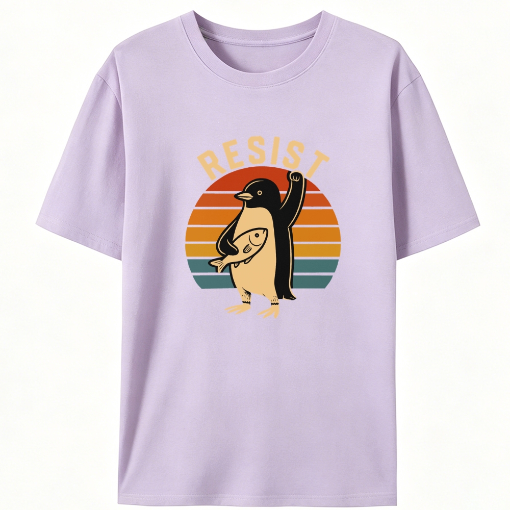 Resist Penguin Retro Designed for Women - Slim Fit Cotton Tee