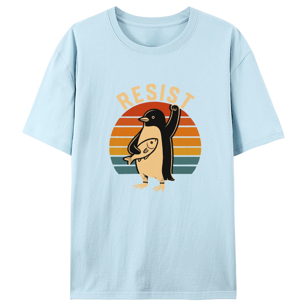Resist Penguin Retro Designed for Women - Slim Fit Cotton Tee