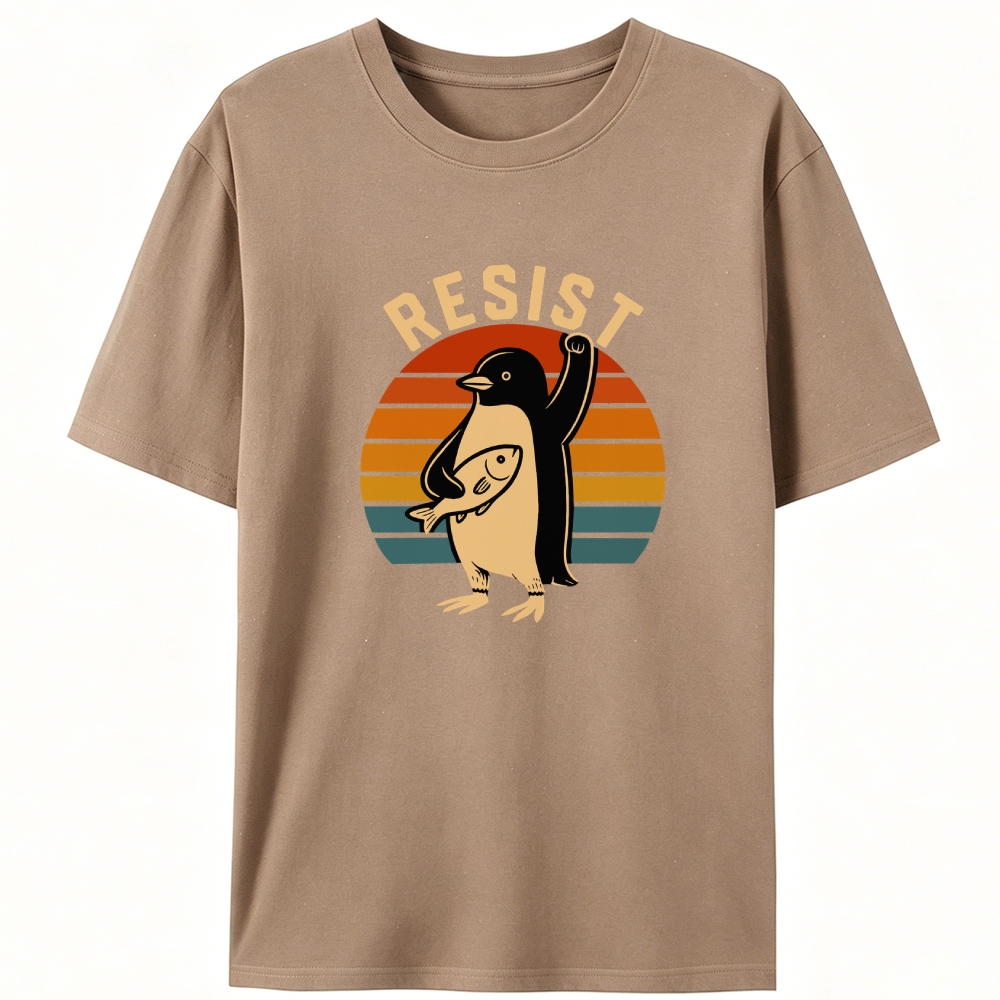 Resist Penguin Retro Designed for Women - Slim Fit Cotton Tee