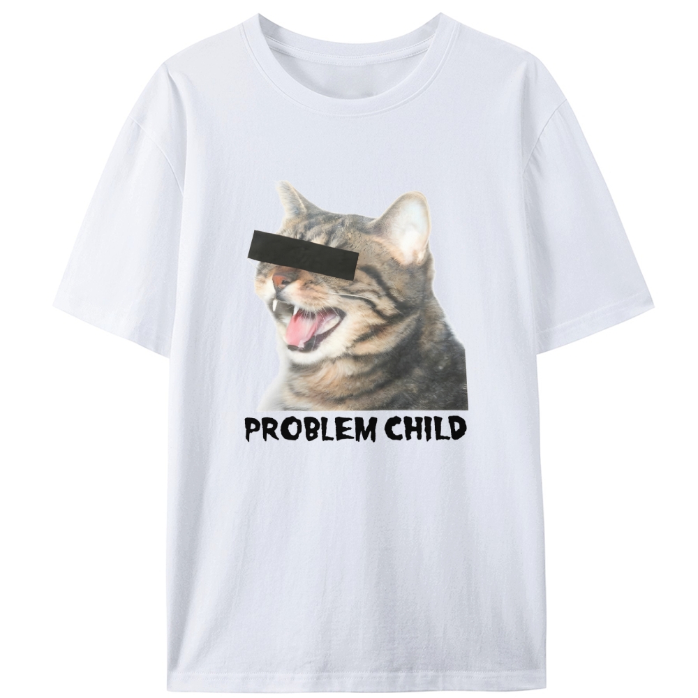 "Problem Child" Cat Meme Retro Designed for Women - Slim Fit Cotton Tee