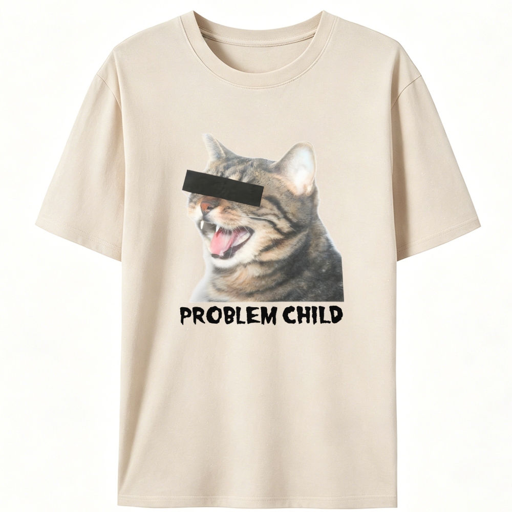 "Problem Child" Cat Meme Retro Designed for Women - Slim Fit Cotton Tee