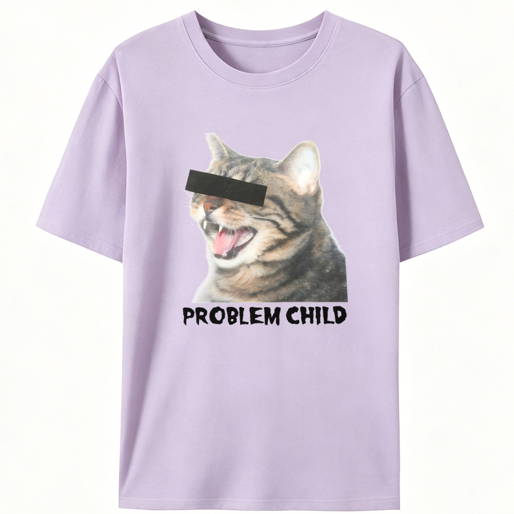"Problem Child" Cat Meme Retro Designed for Women - Slim Fit Cotton Tee