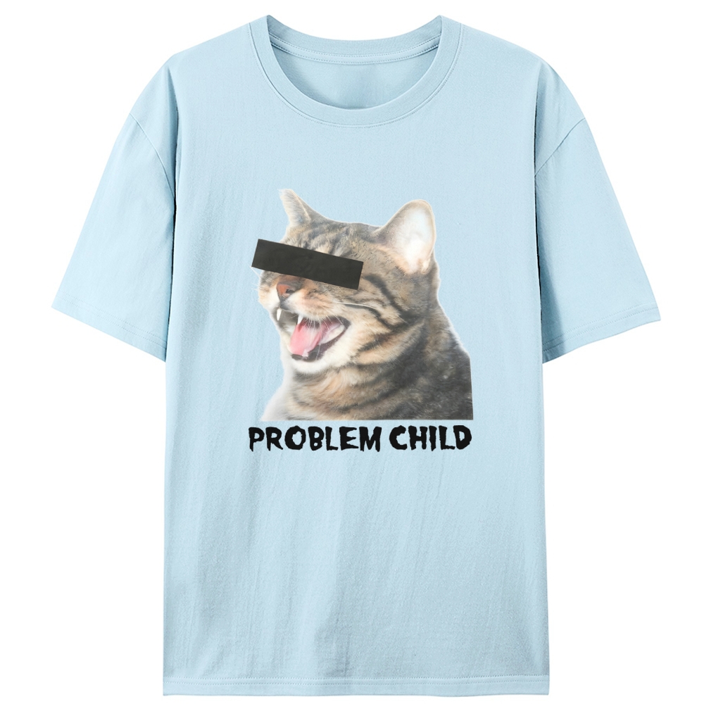 "Problem Child" Cat Meme Retro Designed for Women - Slim Fit Cotton Tee