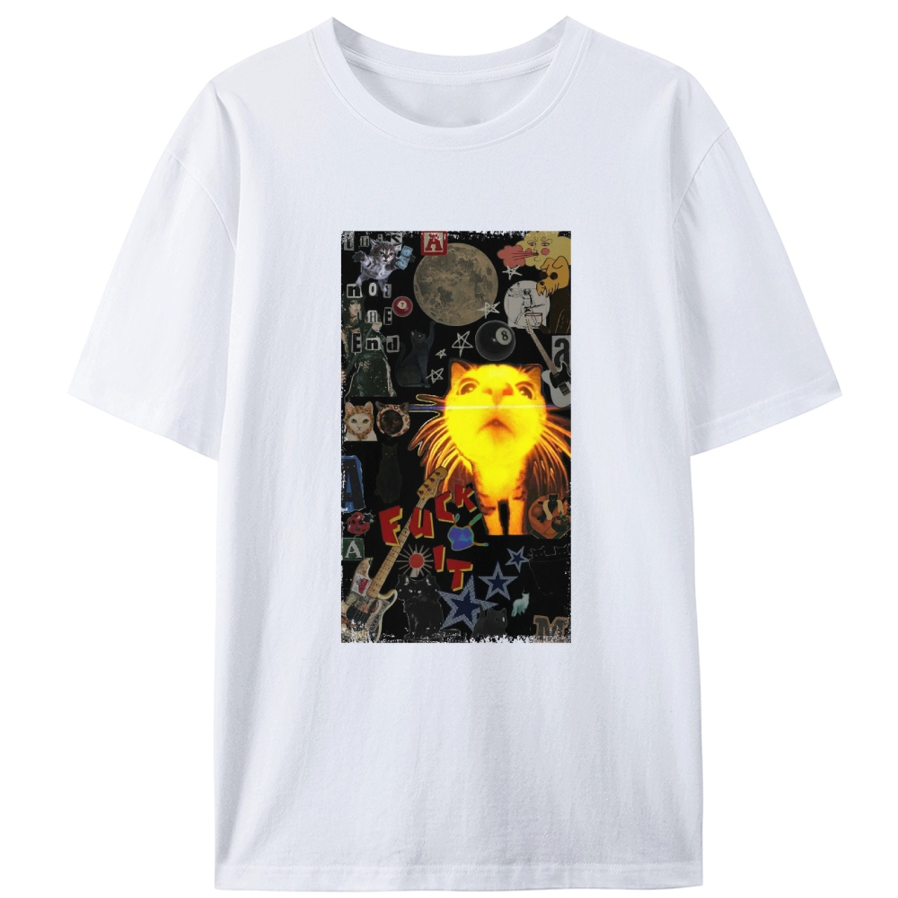 Cat Collage Art Retro Designed for Women - Slim Fit Cotton Tee