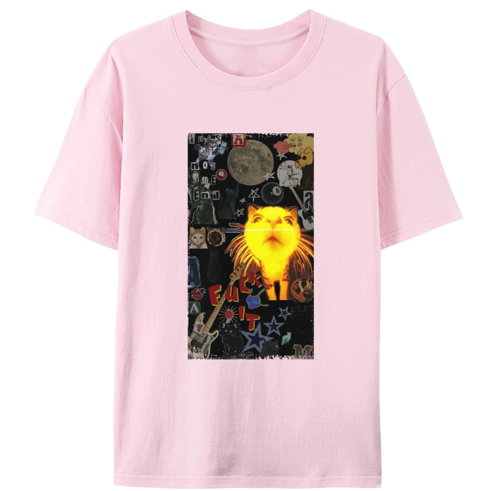 Cat Collage Art Retro Designed for Women - Slim Fit Cotton Tee