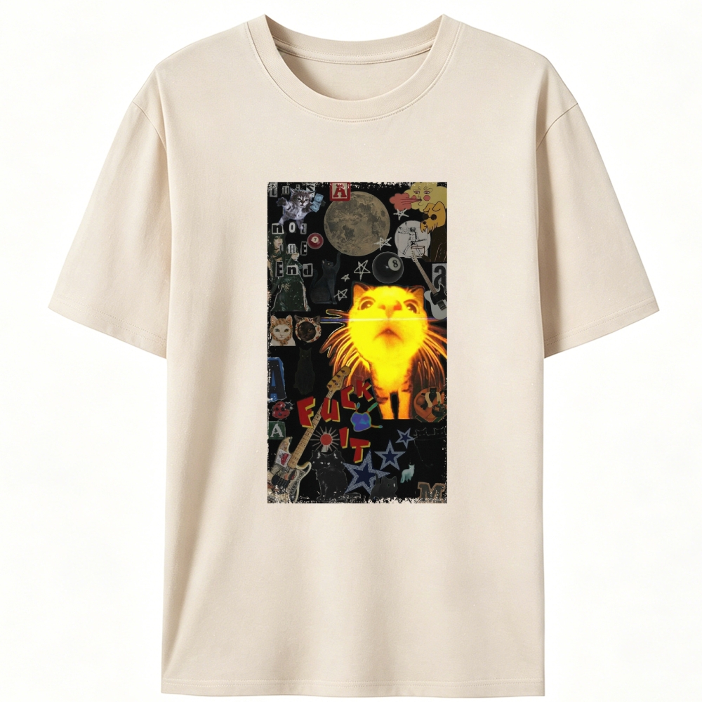 Cat Collage Art Retro Designed for Women - Slim Fit Cotton Tee