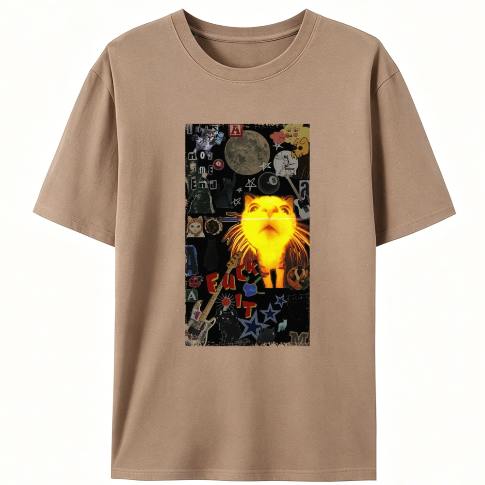Cat Collage Art Retro Designed for Women - Slim Fit Cotton Tee