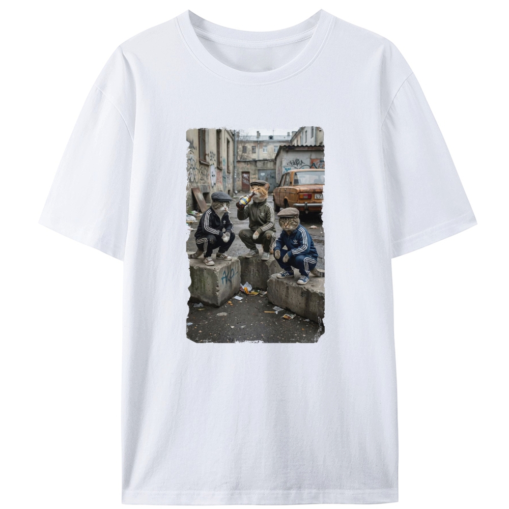 Slav Cat Crew Hardcore Retro Designed for Women - Slim Fit Cotton Tee