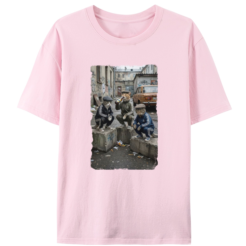 Slav Cat Crew Hardcore Retro Designed for Women - Slim Fit Cotton Tee