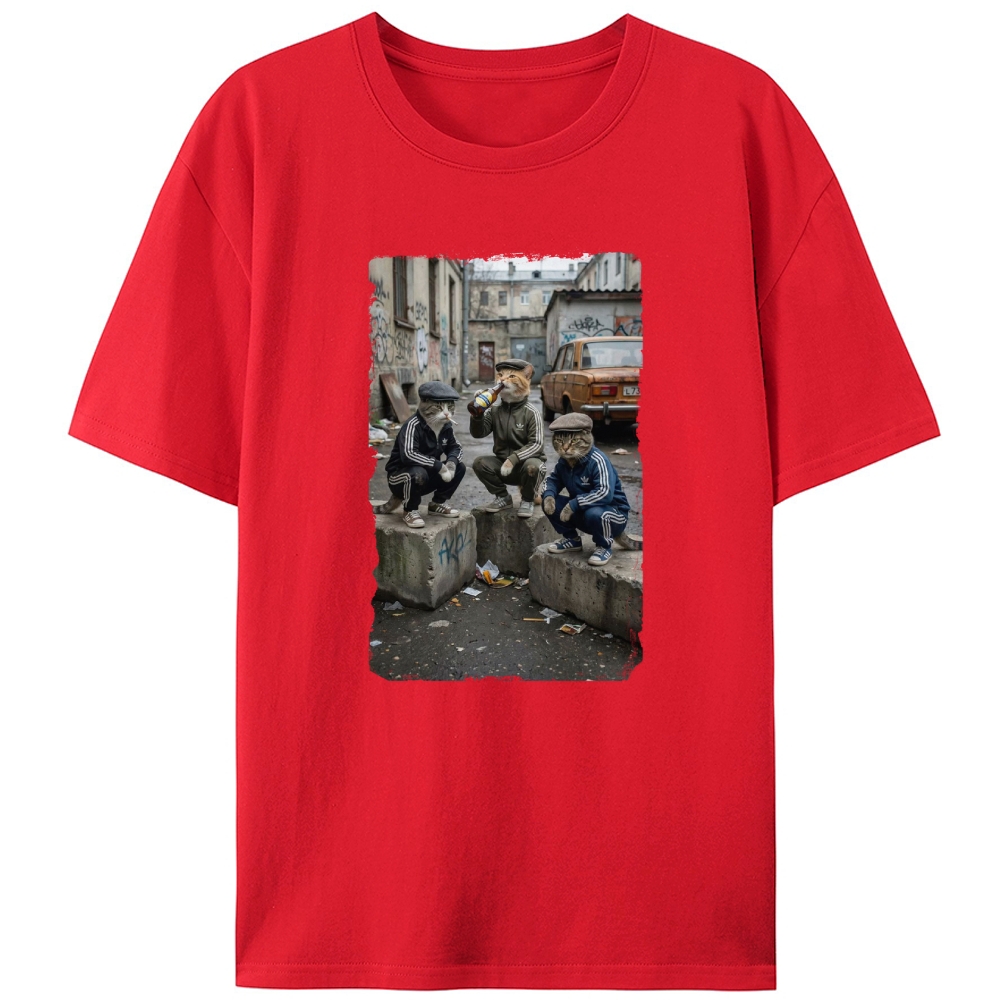 Slav Cat Crew Hardcore Retro Designed for Women - Slim Fit Cotton Tee
