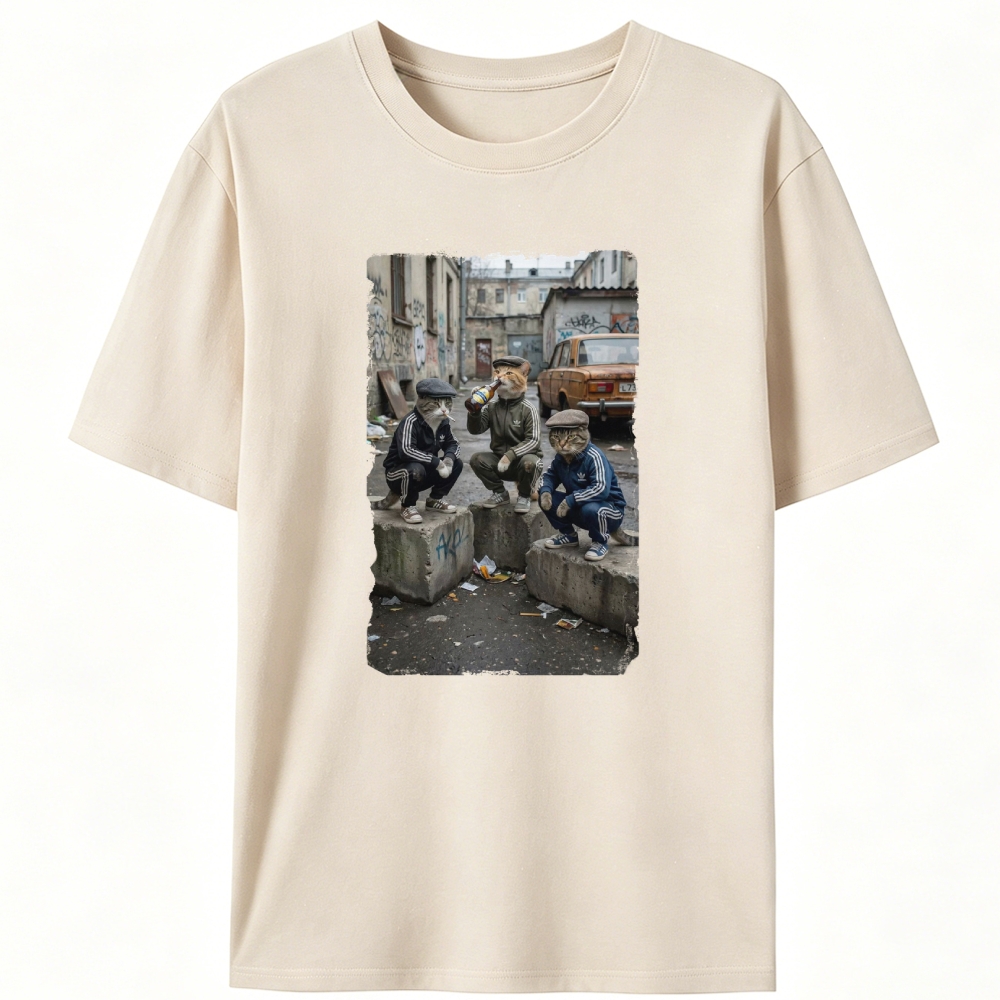 Slav Cat Crew Hardcore Retro Designed for Women - Slim Fit Cotton Tee