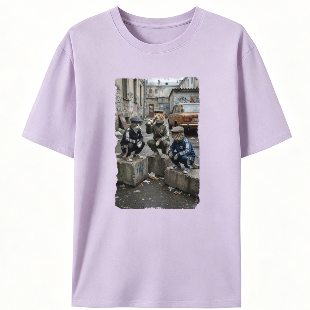 Slav Cat Crew Hardcore Retro Designed for Women - Slim Fit Cotton Tee