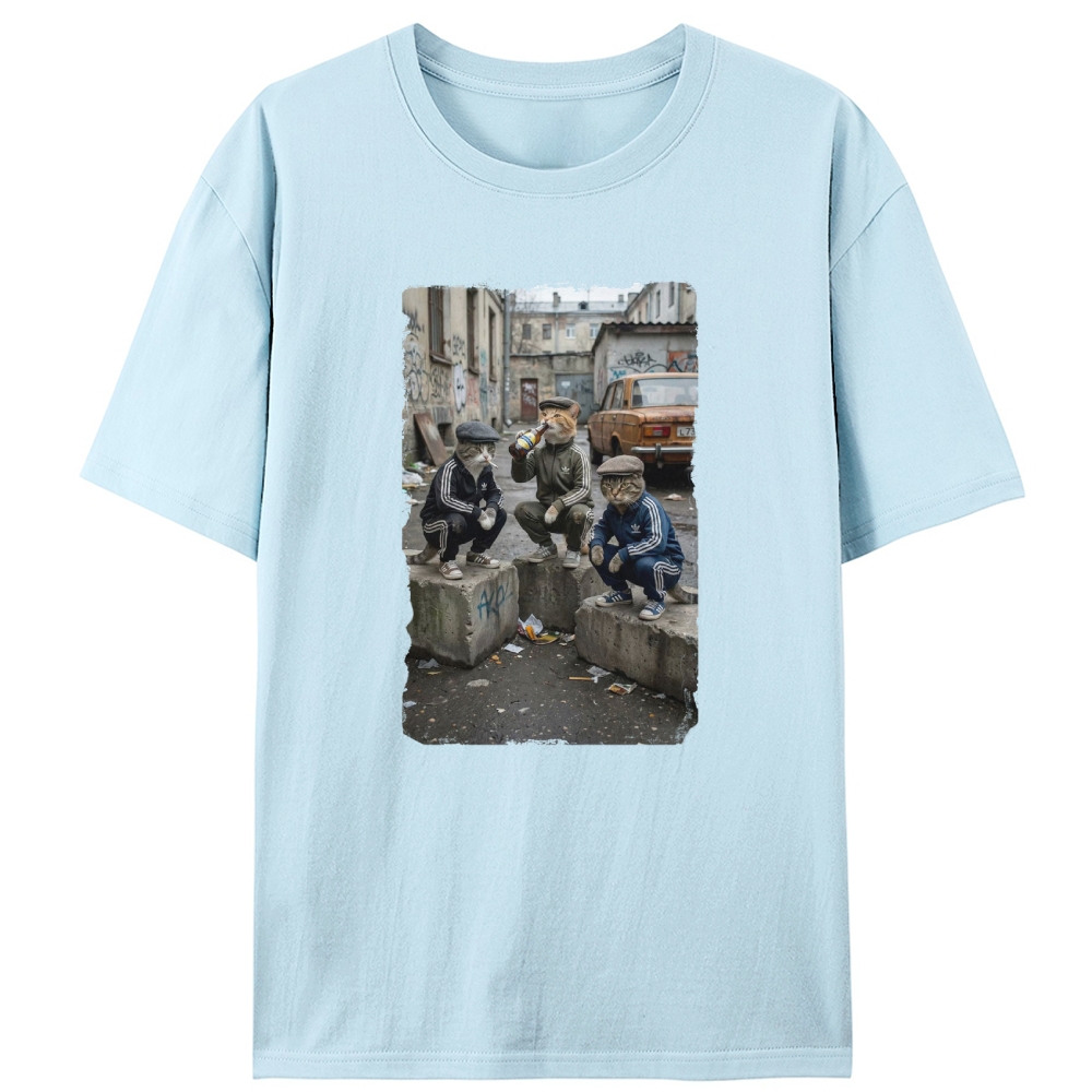 Slav Cat Crew Hardcore Retro Designed for Women - Slim Fit Cotton Tee