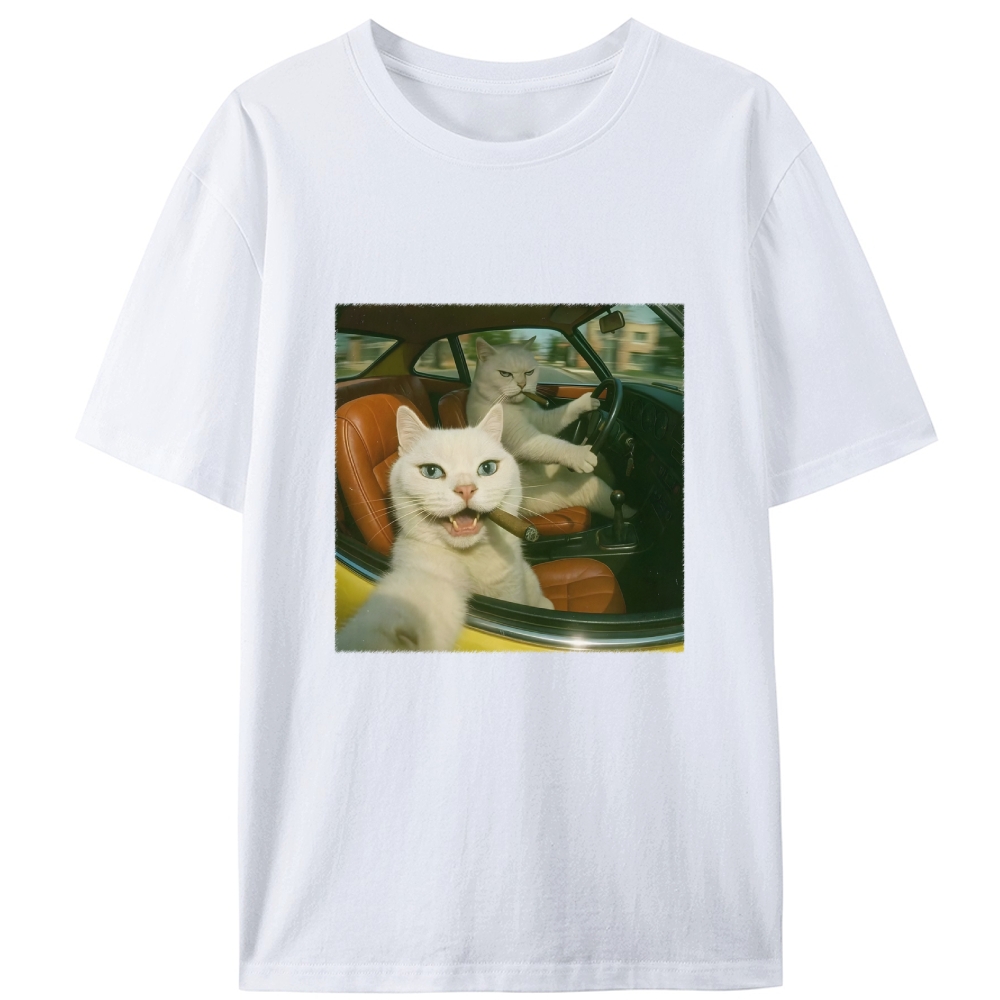 Cats With Cigars, Retro Vibes Designed for Women - Slim Fit Cotton Tee