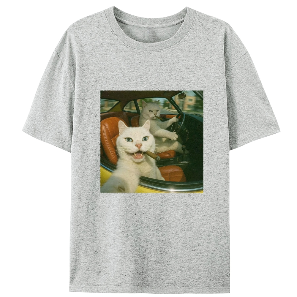 Cats With Cigars, Retro Vibes Designed for Women - Slim Fit Cotton Tee