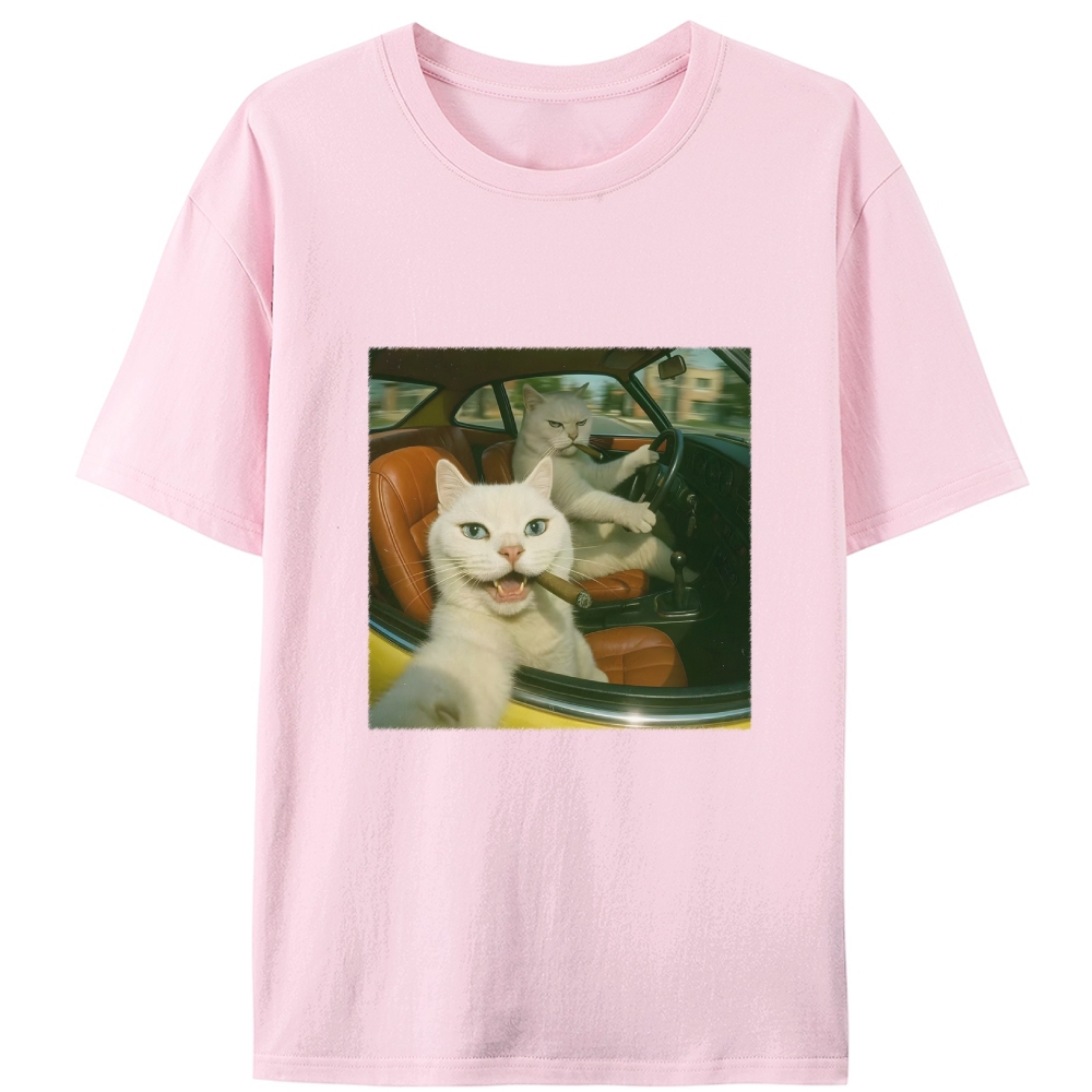 Cats With Cigars, Retro Vibes Designed for Women - Slim Fit Cotton Tee