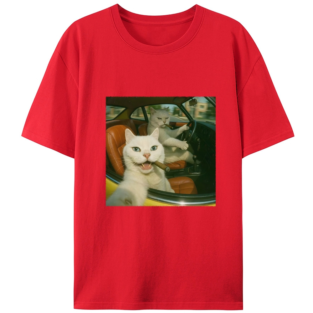 Cats With Cigars, Retro Vibes Designed for Women - Slim Fit Cotton Tee