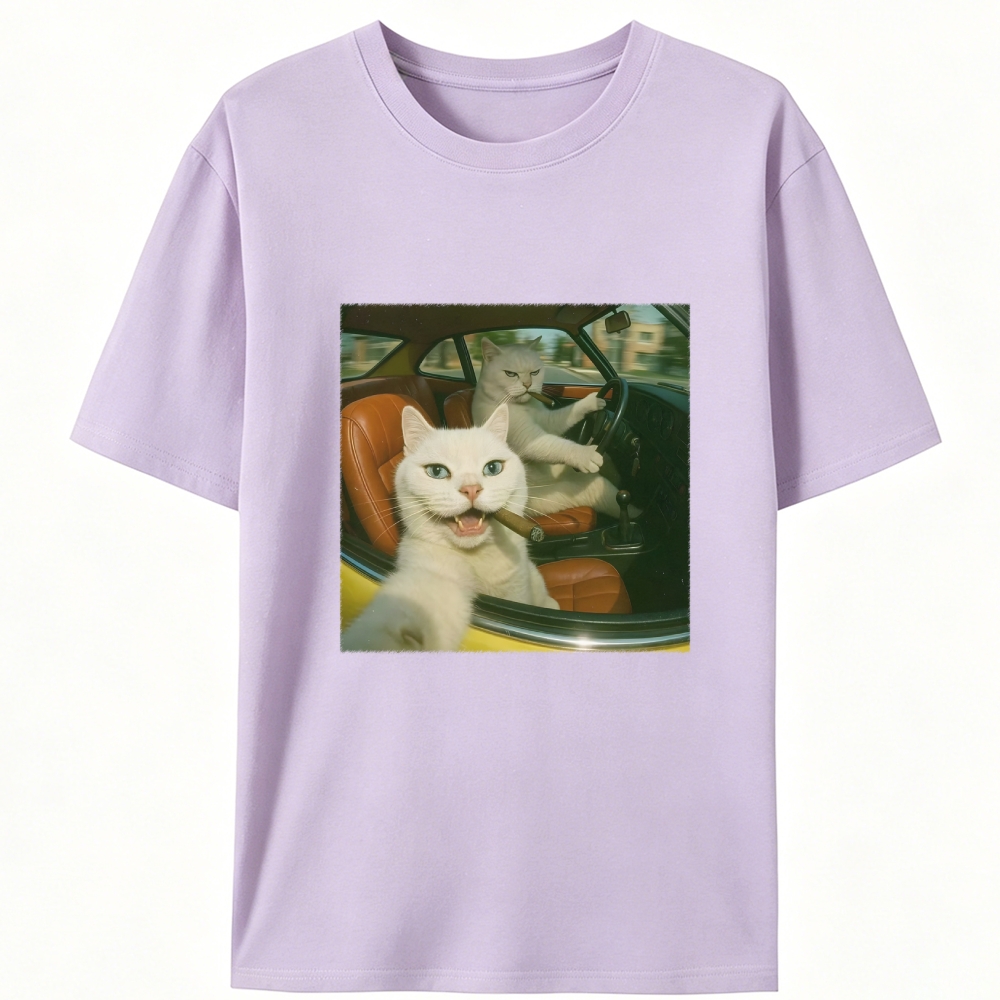 Cats With Cigars, Retro Vibes Designed for Women - Slim Fit Cotton Tee