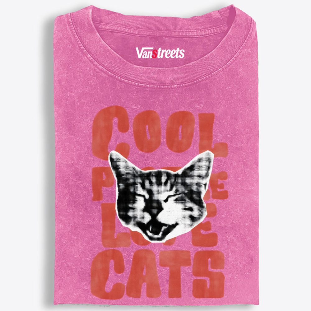 Cool People Love Cats Retro Washed T-Shirt | 100% Cotton | Streetwear Essential
