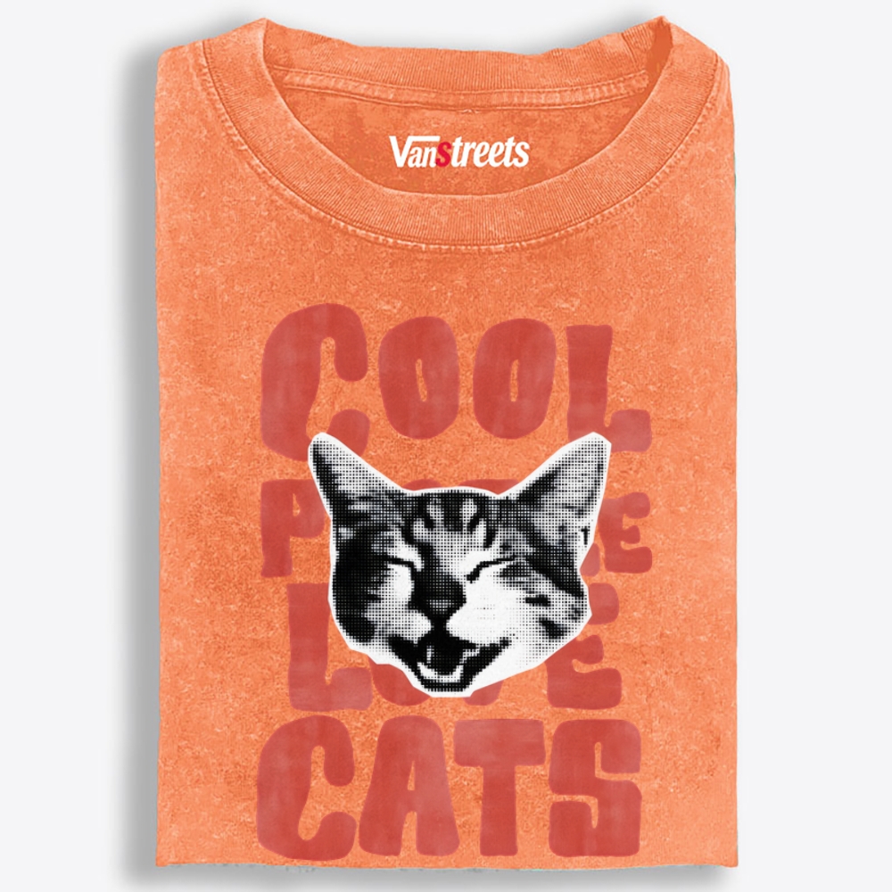 Cool People Love Cats Retro Washed T-Shirt | 100% Cotton | Streetwear Essential