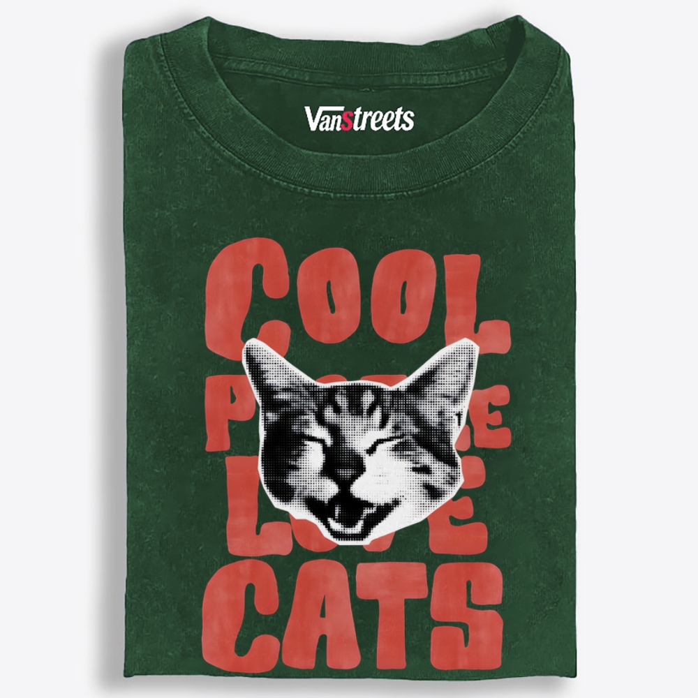 Cool People Love Cats Retro Washed T-Shirt | 100% Cotton | Streetwear Essential
