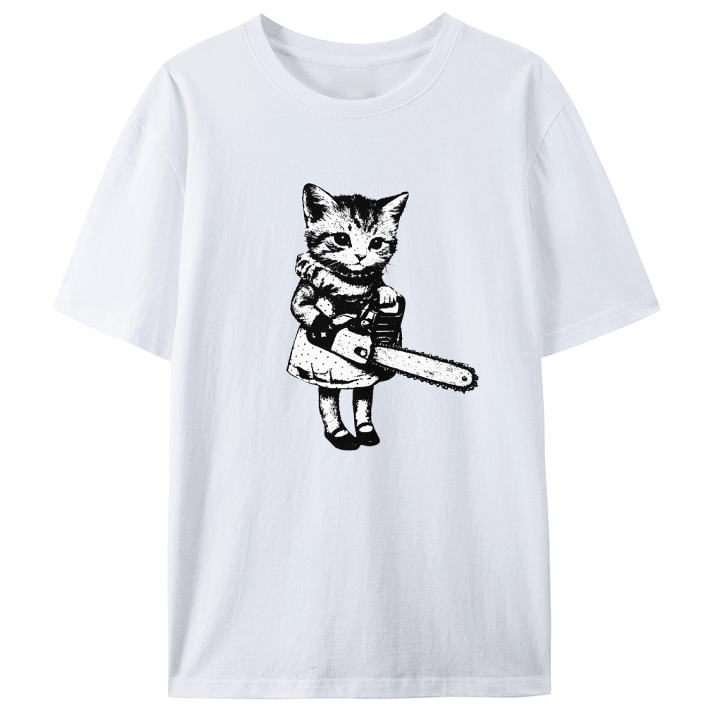Chainsaw Kitten Retro Designed for Women - Slim Fit Cotton Tee
