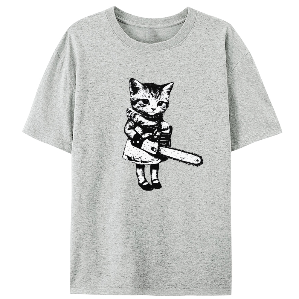 Chainsaw Kitten Retro Designed for Women - Slim Fit Cotton Tee
