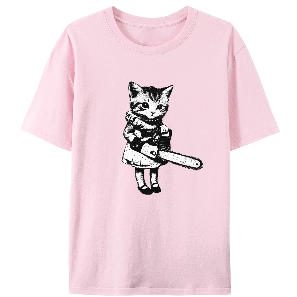 Chainsaw Kitten Retro Designed for Women - Slim Fit Cotton Tee