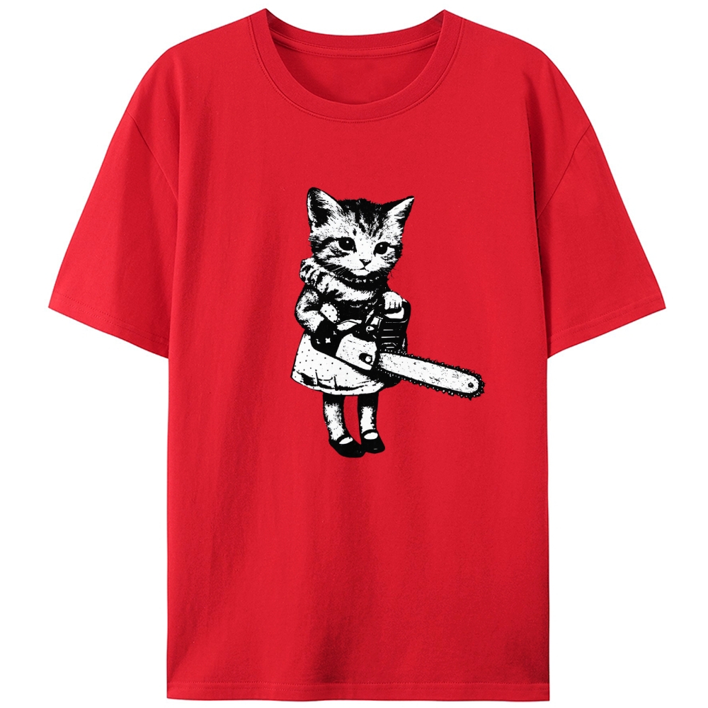 Chainsaw Kitten Retro Designed for Women - Slim Fit Cotton Tee