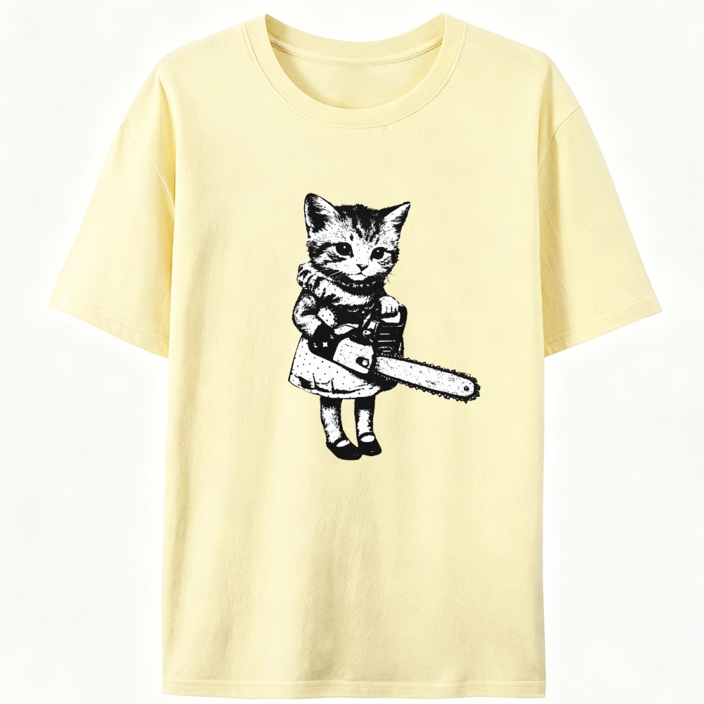 Chainsaw Kitten Retro Designed for Women - Slim Fit Cotton Tee