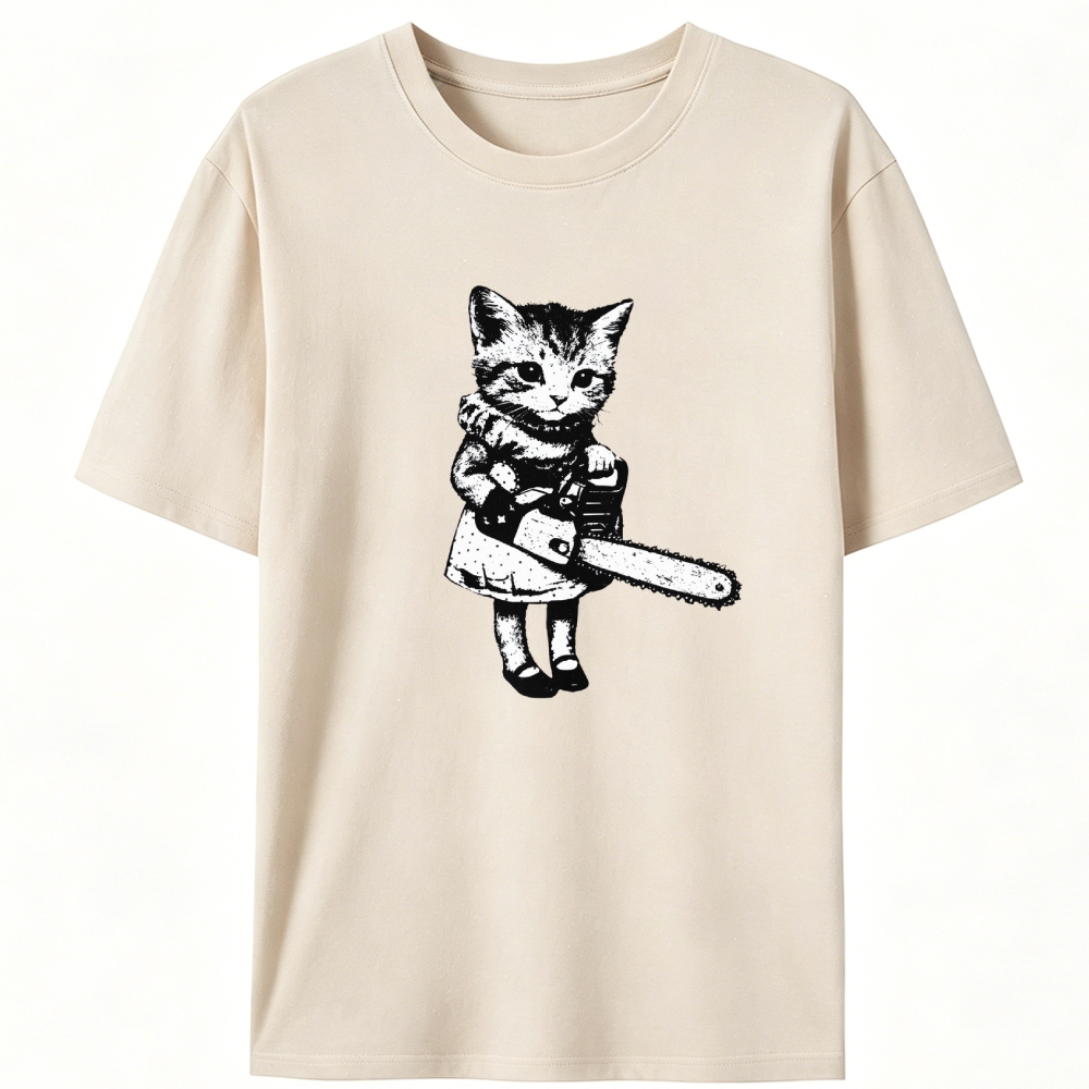 Chainsaw Kitten Retro Designed for Women - Slim Fit Cotton Tee