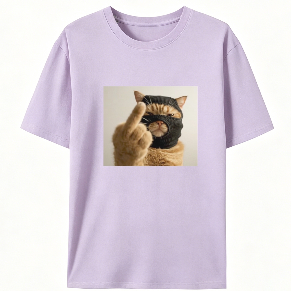 Bank Robber Cat Middle Finger Retro Designed for Women - Slim Fit Cotton Tee