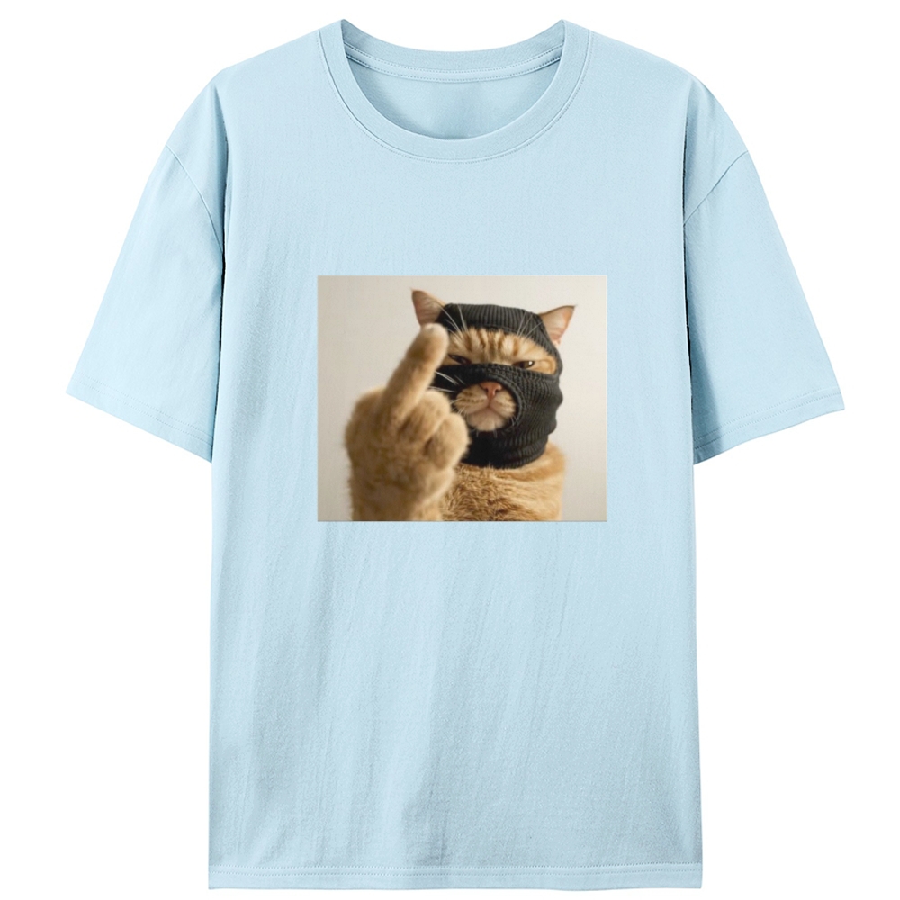 Bank Robber Cat Middle Finger Retro Designed for Women - Slim Fit Cotton Tee