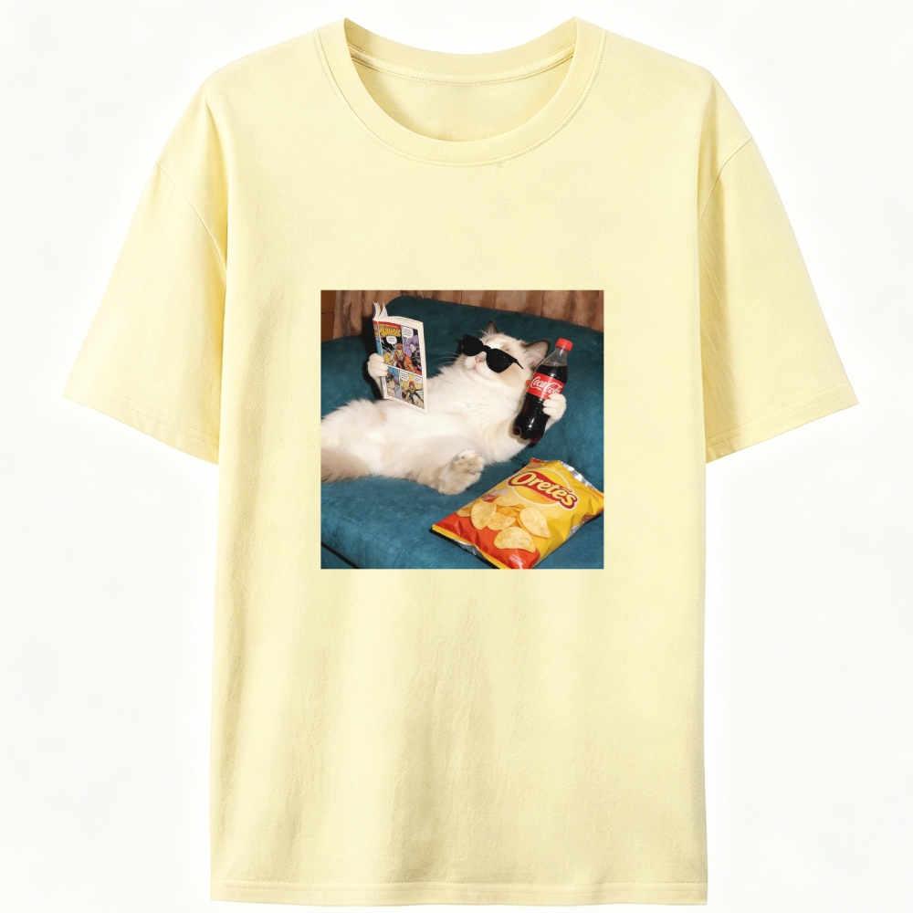 Chill Ragdoll Cat Comic & Coke Designed for Women - Slim Fit Cotton Tee