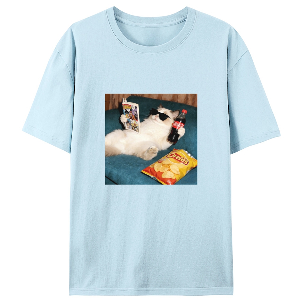 Chill Ragdoll Cat Comic & Coke Designed for Women - Slim Fit Cotton Tee