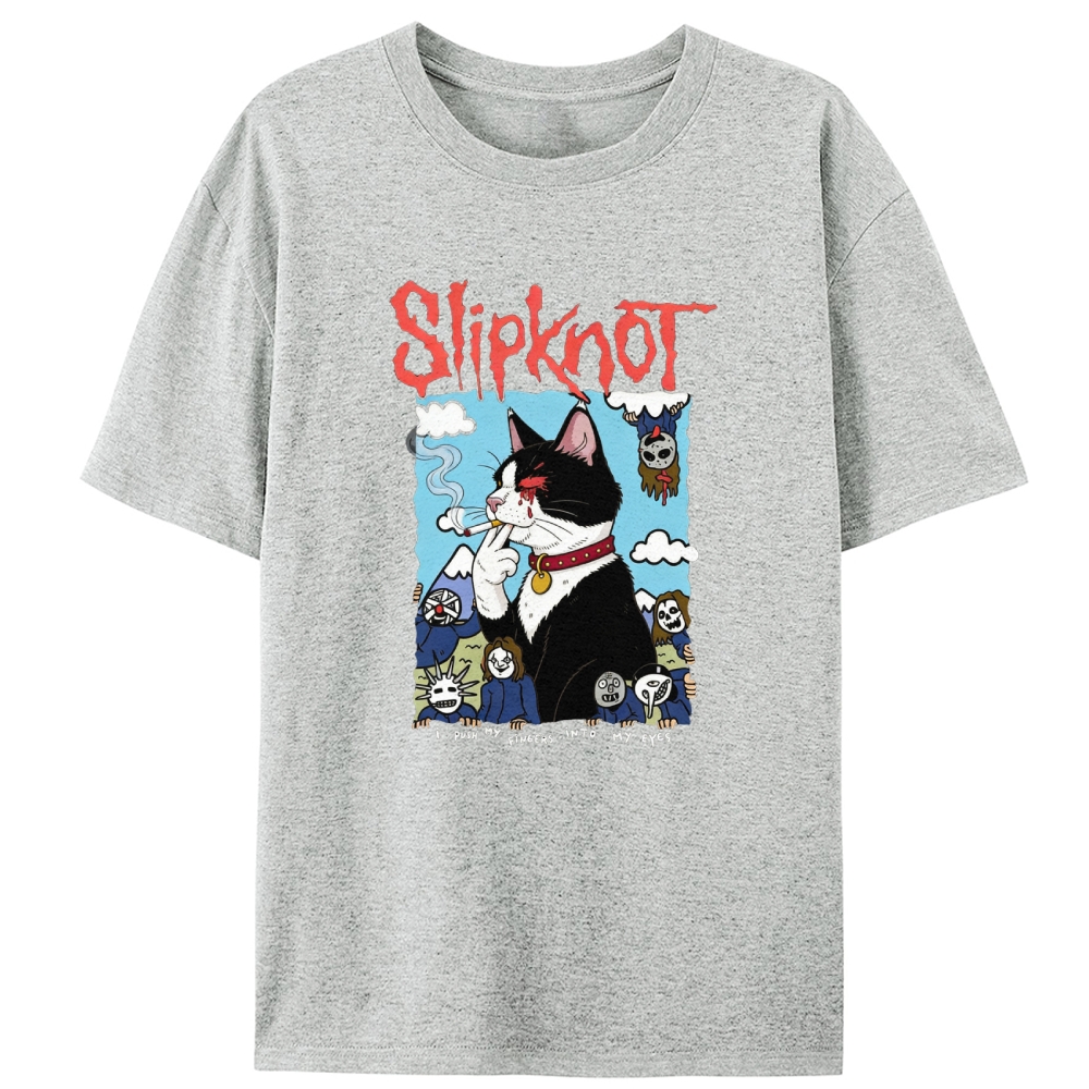 Slipknot Cat Smoking Parody Retro Designed for Women - Slim Fit Cotton Tee