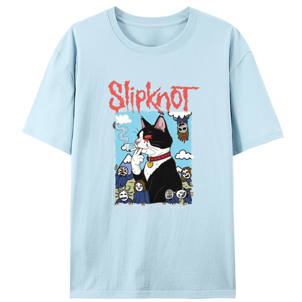 Slipknot Cat Smoking Parody Retro Designed for Women - Slim Fit Cotton Tee